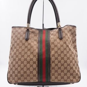 ❌️❌️ SOLD ❌️❌️ Gucci GG Canvas Sherry Line Web Tote